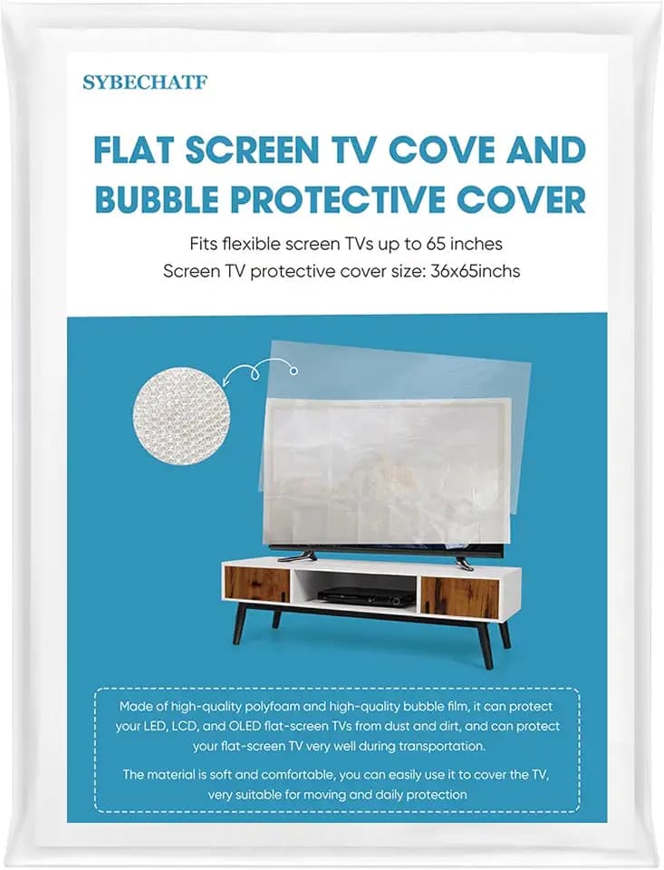 Foam Flat Screen TV Cover and Bubble TV Protective Cover, Fits Up to 65" TV