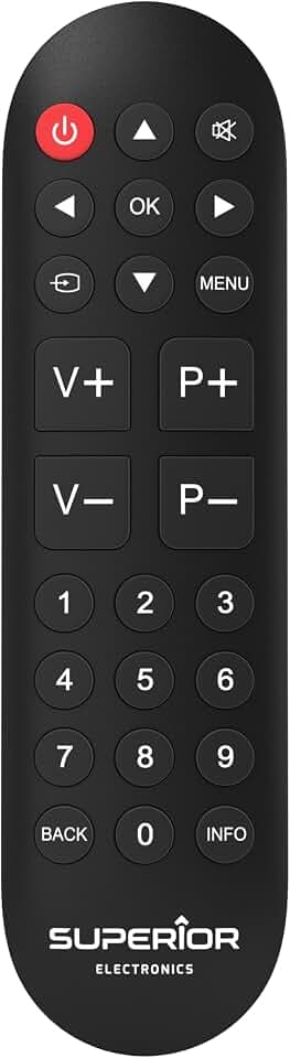 Superior Ready 5 - Universal-Fernbedienung für alle Fernseher und Smart TVs - Sofort einsatzbereit für LG, Samsung, Sony, Panasonic, Philips - Große und einfach zu bedienende Tasten - Schwarz
