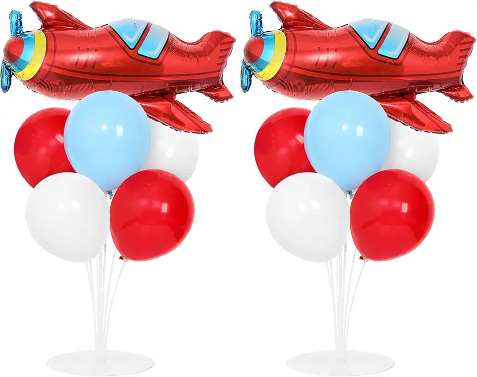 Naozinebi 2 Sets Airplane Birthday Party Balloons Stand Kit Party Decor