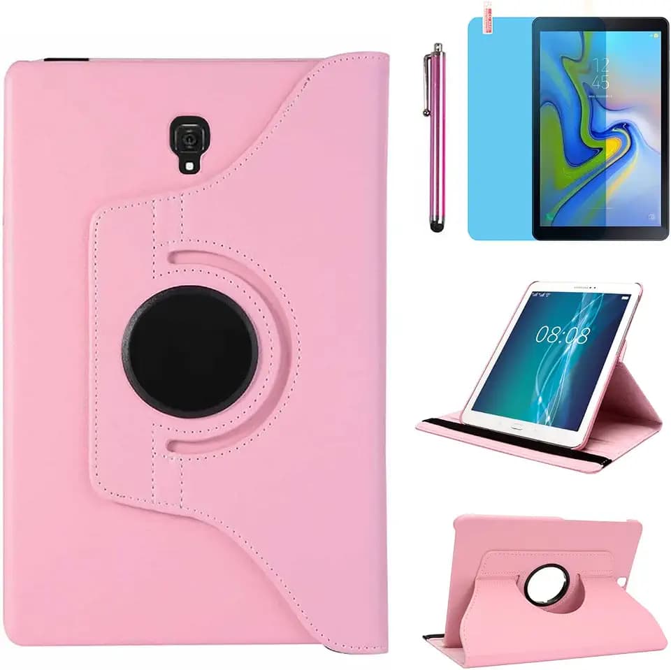 Schutzhülle für Samsung Galaxy Tab S4 26,7 cm (10,5 Zoll) 2018 (SM-T830 SM-T835 SM-T837), 360 Grad drehbarer Ständer, Smart-Tablethülle mit Eingabestift, Displayschutzfolie (Rosa)