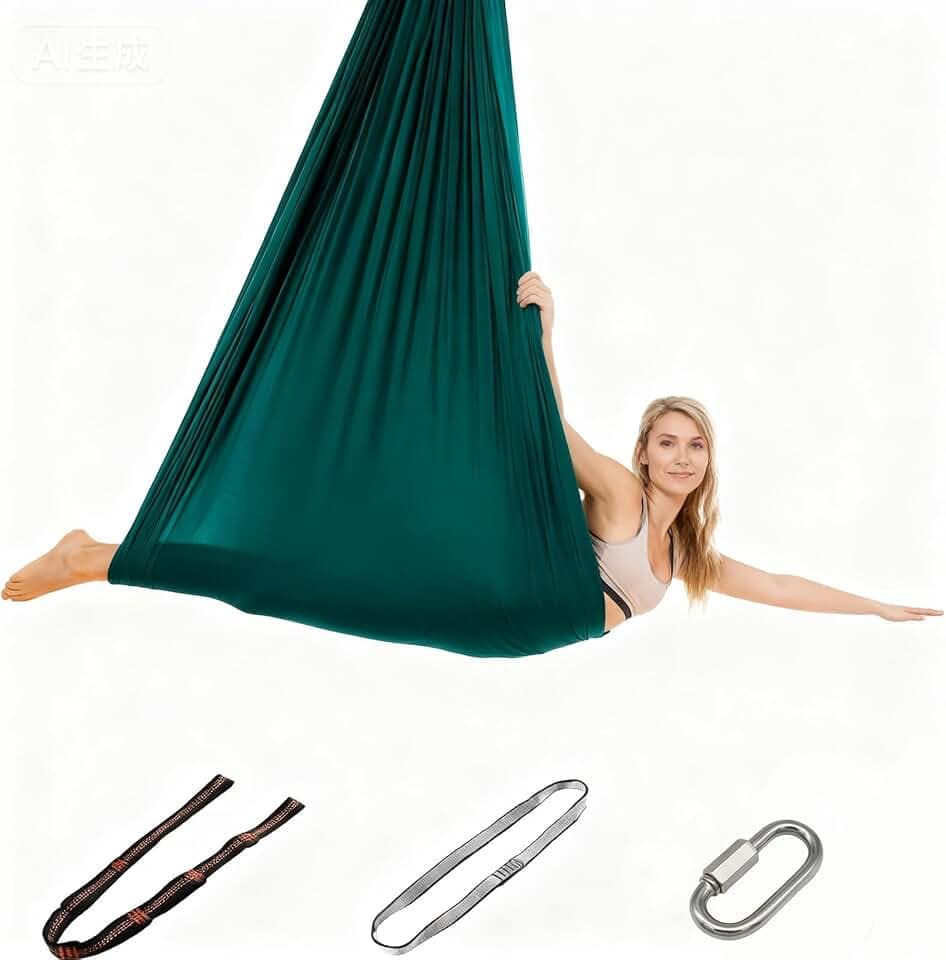 Aerial Yoga Hängematte Set für Anti-Gravity-Übungen 200 kg max. Tragfähigkeit – Für Aerial Yoga, Entspannung & Fitness, mit Beschlägen (280x150 cm)