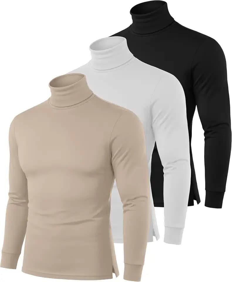 Neer 3 Pack Men's Big and Tall Turtlenecks Shirts Slim Fit