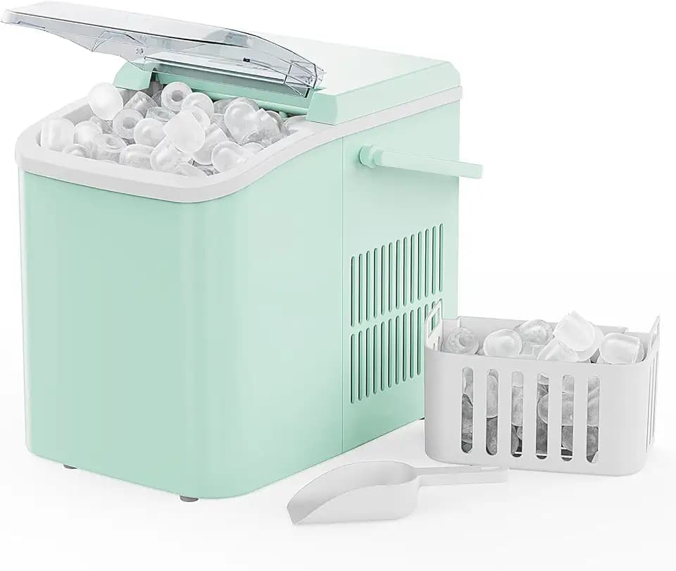 NEWBULIG Ice Makers Countertop with Handle, Portable Ice Machine