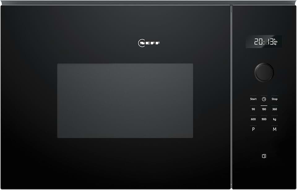 Neff N 50, HLAWD53K0, Einbau Mikrowelle, 59 x 38 cm, Easy Clean für schnelle Reinigung, LED Display, 1-Touch Buttons, Automatikprogramme, LED Innenbeleuchtung, 31,5 cm Drehteller, Schwarz