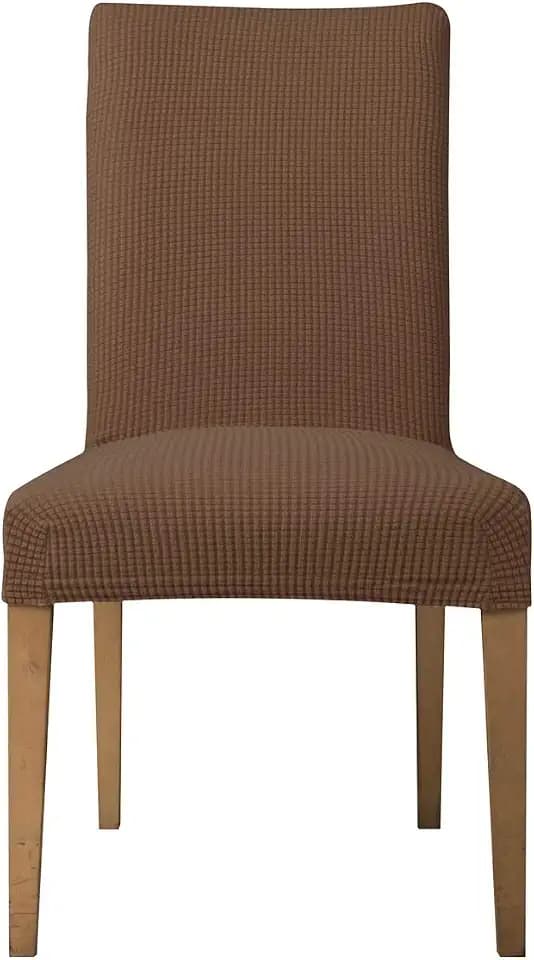 EBETA E Stuhlhussen 4 Stück, Elastische Stuhlbezug, Stretchhusse Stuhlüberzug Jacquard Hussen für Hochzeit Partys Bankett Deko, bi-Elastic Spannbezug (Coffe, 4 Stück)