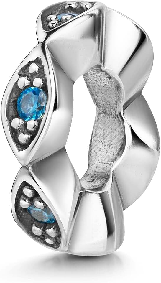 MATERIA by Matthias Wagner 925 Silber Stopper Bead silber Spacer mit blauen Zirkonia 34