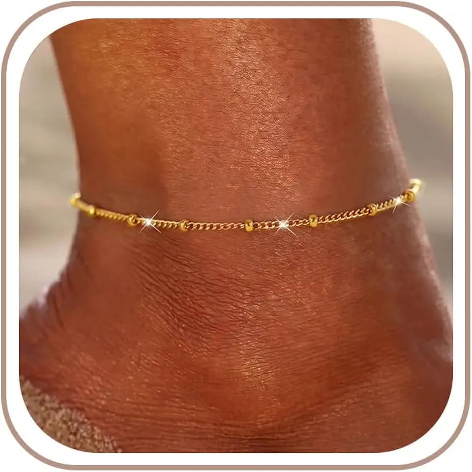 Gold Silver Anklets for Women Waterproof 14K Gold Plated Ankle Bracelets Cubic Zirconia Anklets Non Tarnish Beach Foot Chain Jewelry