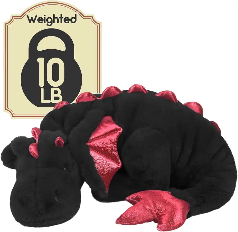 ARELUX Giant Weighted Winged Dragon Plush Toy - 50" 10lbs Soft Stuffed Animal for Comfort, Pterosaur Plushie Fuzzy Dinosaur Pillow Plushies Cuddly Removable and Washable Black