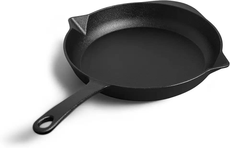 BURNHARD® Gusseisen Pfanne Ø30 cm, Bratpfanne, Pre-Seasoned, Für Gasgrill