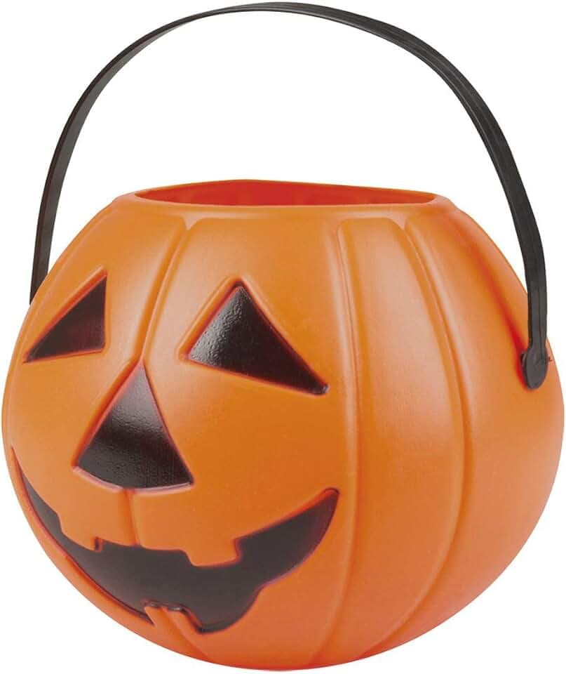 Boland 74589 - Kürbis Eimer circa 16 x 14 cm, Tasche für Partydeko, Dekoration für Halloween, Karneval und Mottoparty
