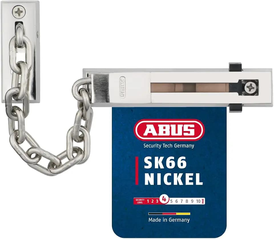 ABUS Türkette SK66 – Sicherheitskette für Haustür & Wohnungstür, Nickel