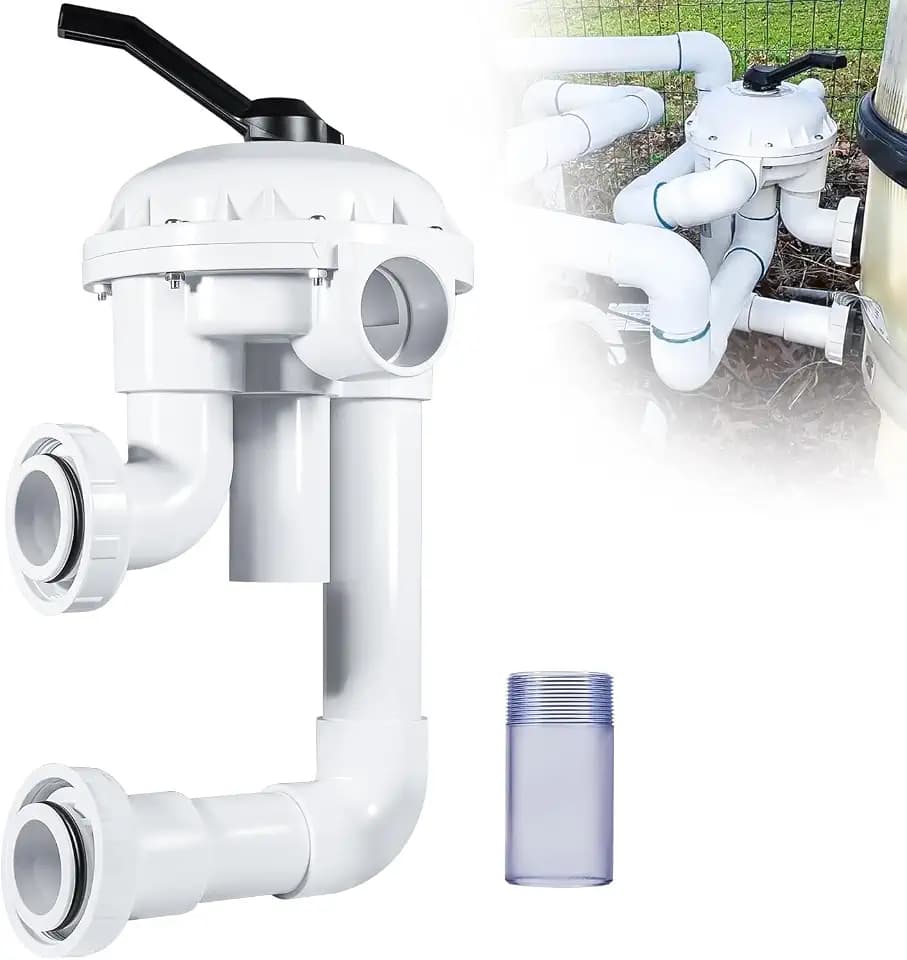 261050 2-Inch HiFlow Multiport Valve Side Mound Replacement for Quad and Triton Pool and Spa D.E. and Sand Filters 7-1/2 Inch Centerline Rebuild Kit with Plumbing and Bulkhead Fittings (White)