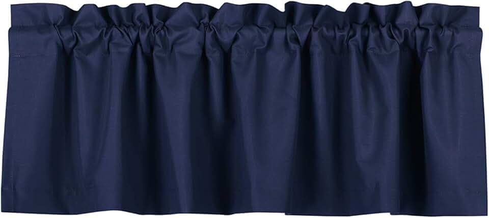 Valea Home Blackout Valance Curtains Waterproof Soft Rod Pocket Valance for Kitchen and Bathroom Window Room Darkening Valances for Bedroom, 52 inch x 18 inch, Navy Blue