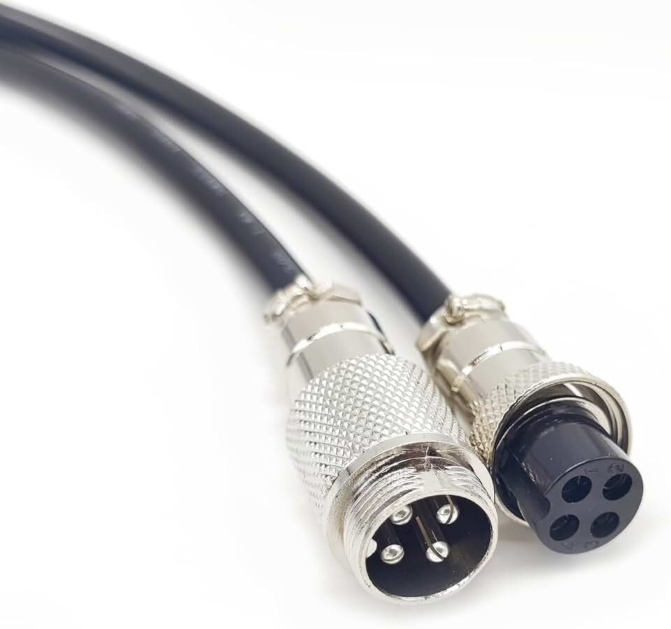 3.28 ft GX16 4 Pin Cable Male to Female Head Aviation Cordset, GX16 4 Pin Panel Mount Circular Metal Aviation Connector Adapter Female to Male 20AWG(1Meter)