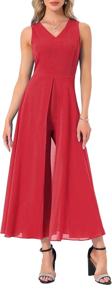 Women's Wide Leg Pantsuit Chiffon Cocktail Formal Dressy Jumpsuit