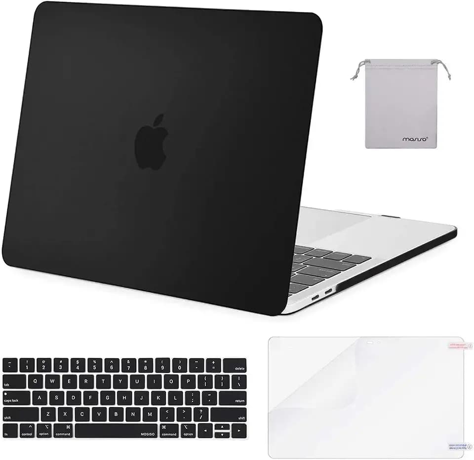 MOSISO Compatible with MacBook Pro 15 inch Case A1990 A1707, Black