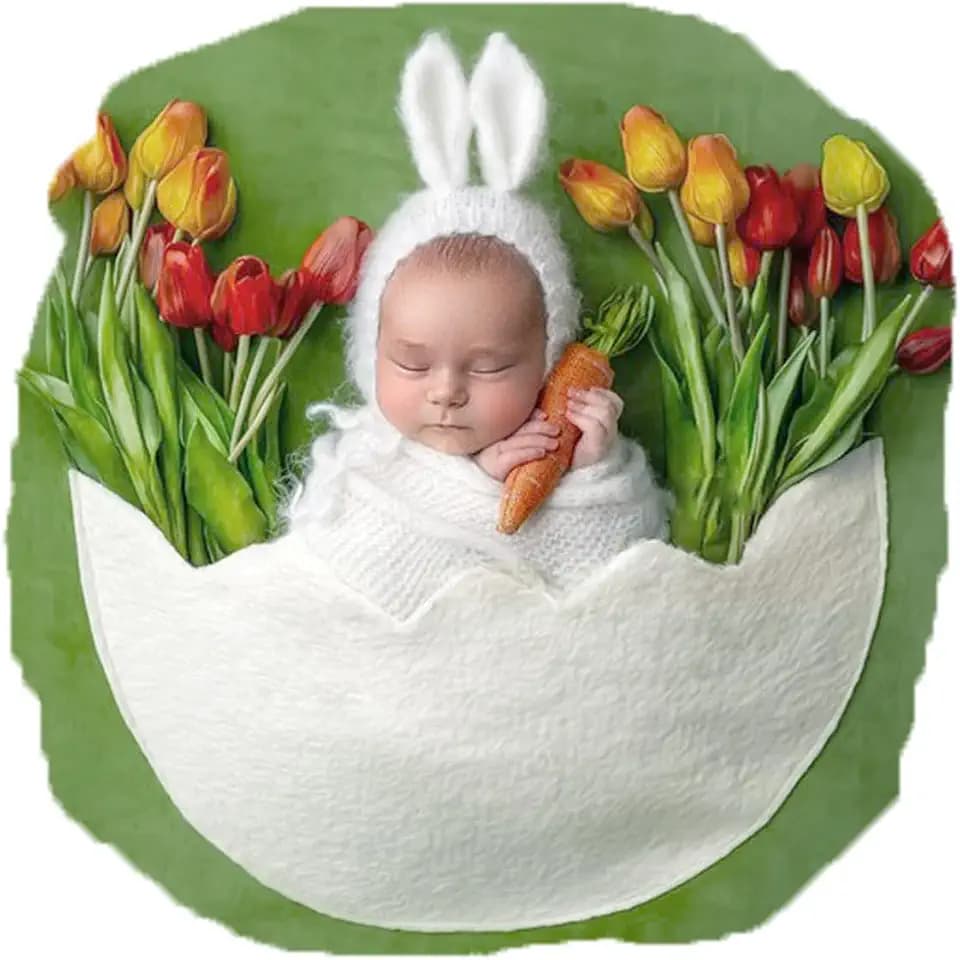 Zeroest Easter Newborn Photography Blanket with Pocket (Green)