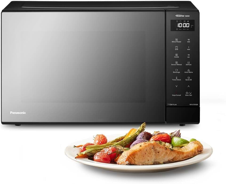 Panasonic NN-GT65QBEPG 31L Kombi-Mikrowelle mit Grillfunktion, 23 Automatische Programme,1000 W, Kombi-Kochen, 7 Leistungsstufen, Turbo-Auftaufunktion, LED-Beleuchtung, Drehteller, Schwarz