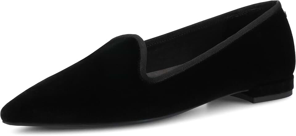 Birdies Starfinch Women’s Pointed-Toe Velvet Flats, Slip-On Cushioned Loafers with Arch Support, Comfortable Dress Shoes