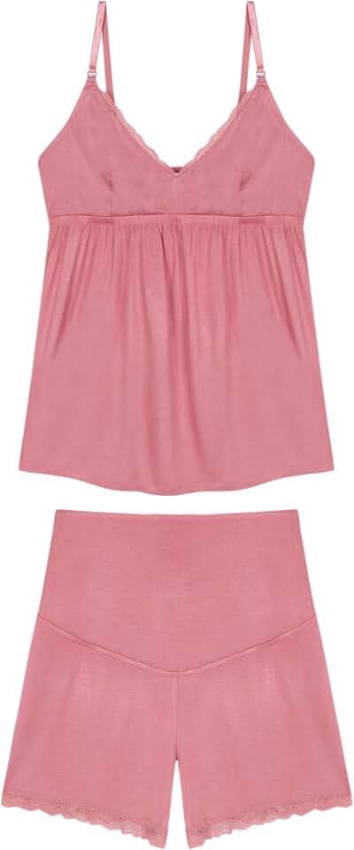 Women'secret Damen Kurzer Schlafanzug 'Maternity' RIPP Rosa Pyjamaset, 38