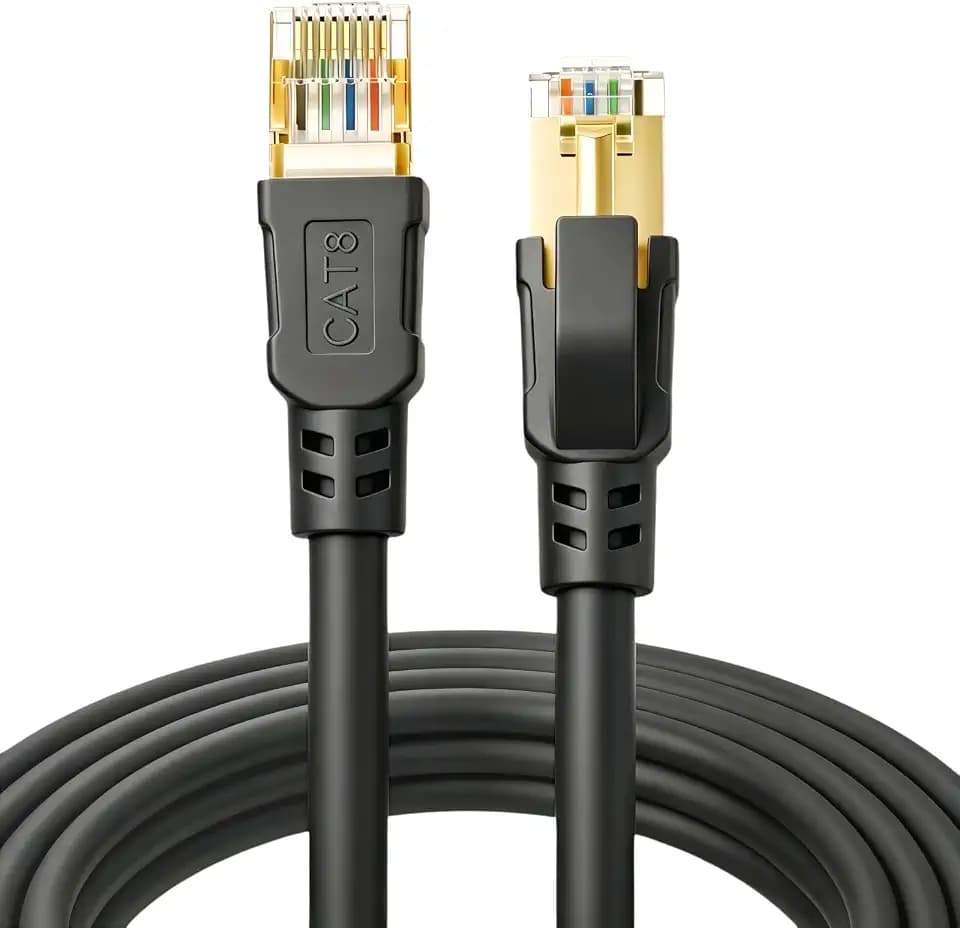 DDMALL 10ft 2Pack Cat 8 Ethernet Cable, 40Gbps Round Internet Cable (Black)