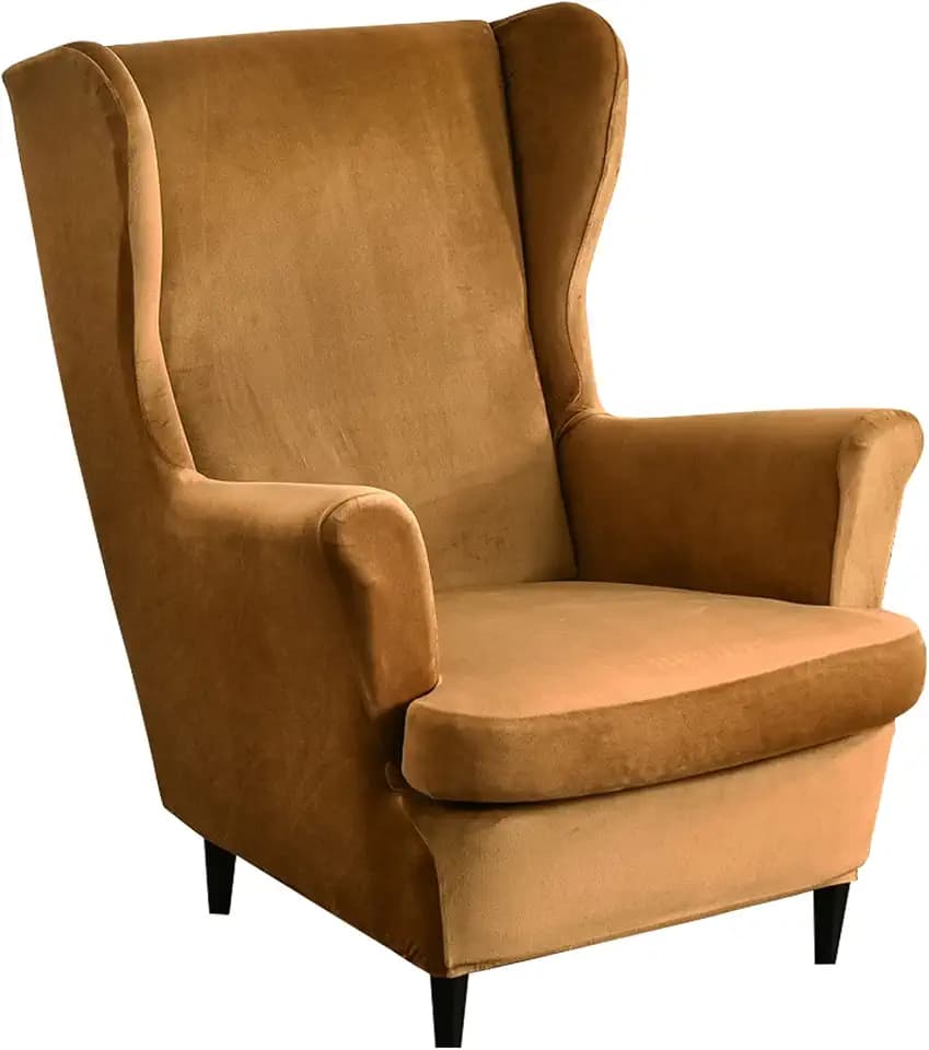 Ohrensessel Überzug, 2-Teiliges Set Stretch Ohrensessel Kissen Sofa Schonbezüge, Samt Sessel-Überwürfe Flügel zurück Sesselbezüge Möbelschutz für Wohnzimmer Schlafzimmer Hotel