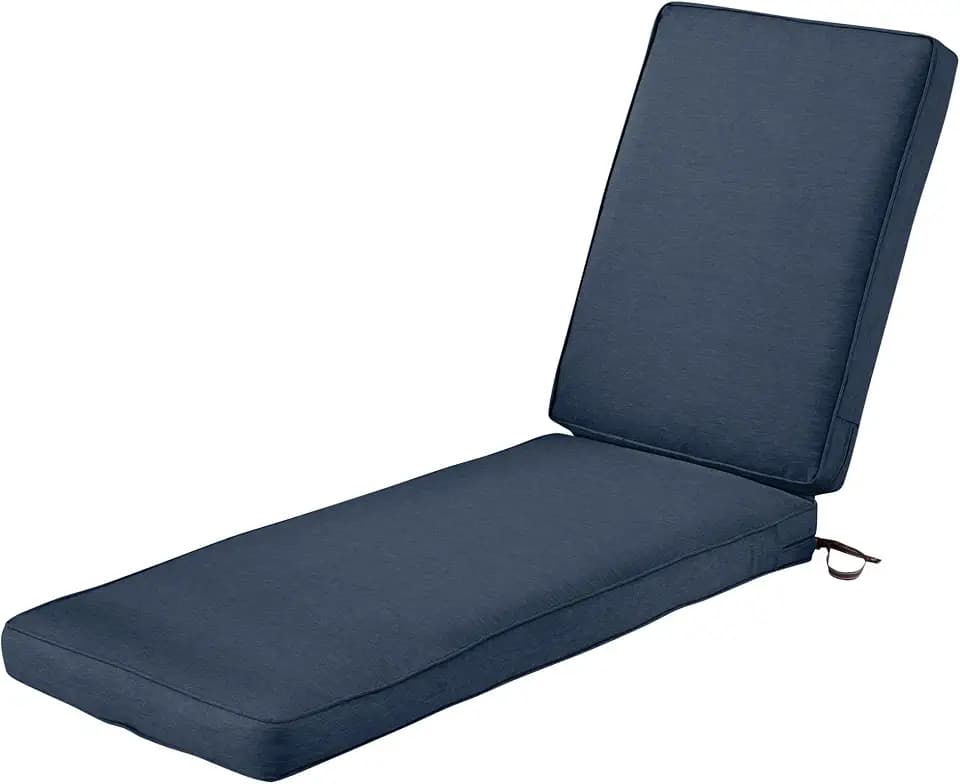 Classic Accessories Montlake FadeSafe Water-Resistant 80 x 26 x 3 Inch Patio Chaise Lounge Cushion, Heather Indigo