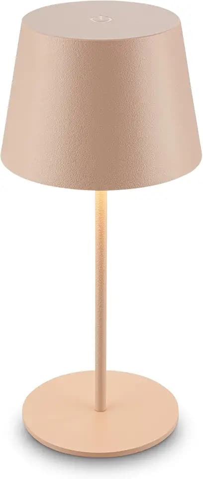 BRILONER - LED Tischlampe kabellos IP44 mit Touch, Dimmbar, Warmweißes Licht, Akku Tischleuchte, Nachttischlampe, Leselampe, LED Lampe, Outdoor, Touch Lampe, Tischlampe Akku, 9,5x20,5 cm, Beige