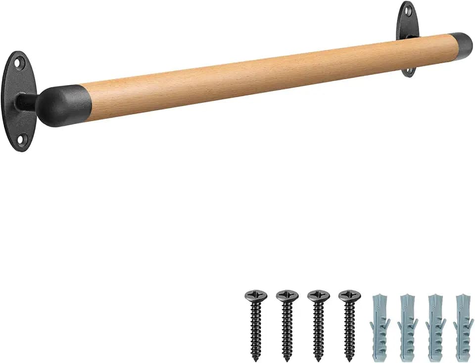 SELEWARE 36 Inch Wood Handrail Indoor Stairs Handrail Wall Mount Handrail