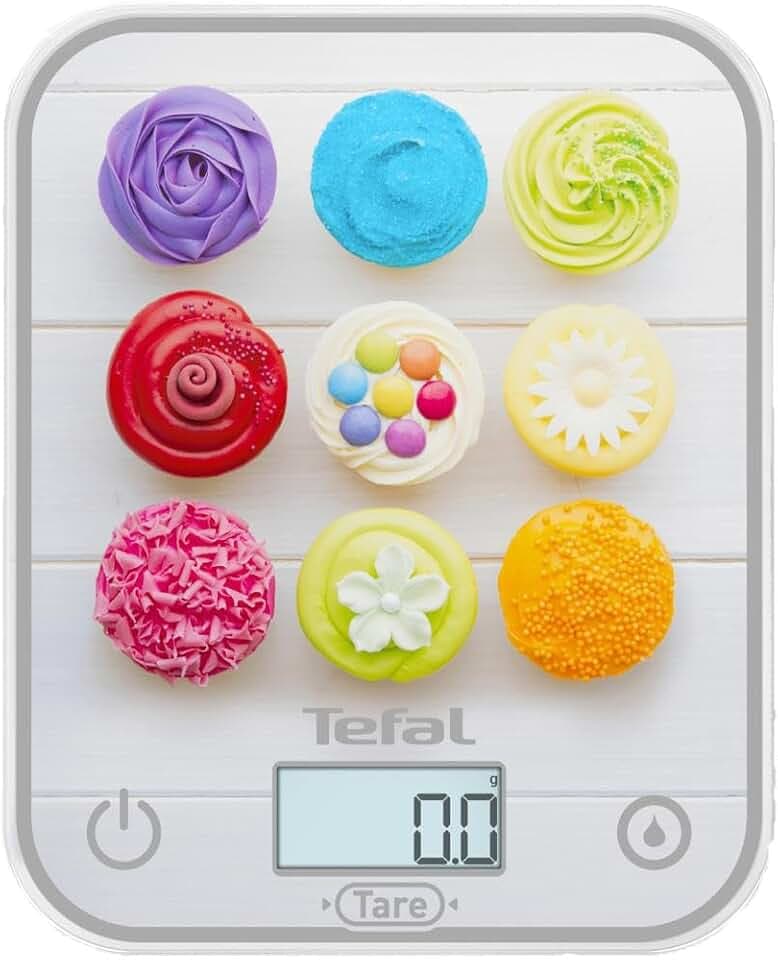 Tefal, Optisss BC50D4V0 Elektronische Küchenwaage, leicht ablesbares Display, kratzfest, Kapazität 5 kg, Weiß