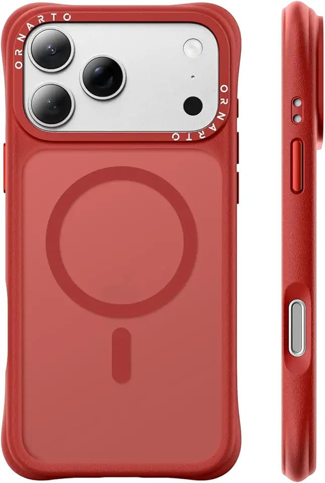 ORNARTO for iPhone 17 Pro Case, Compatible with MagSafe, Red