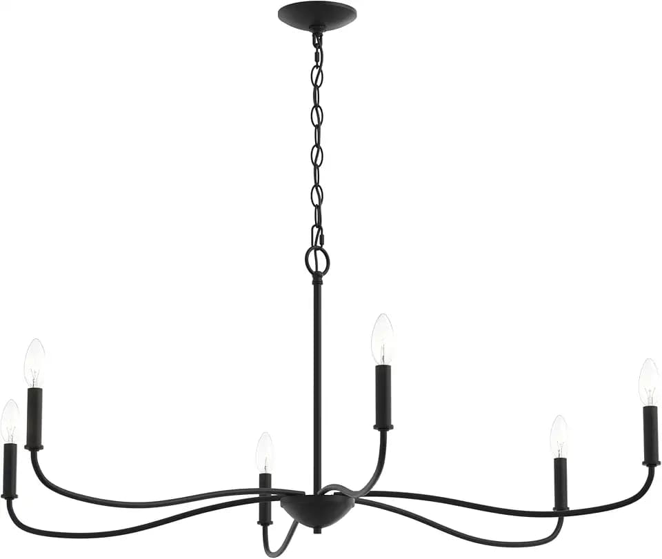 Progress Lighting Ilia 6-Light Chandelier, Transitional Light Fixture, Matte Black (42 in. Dia x 18 in. H), P400464-31M