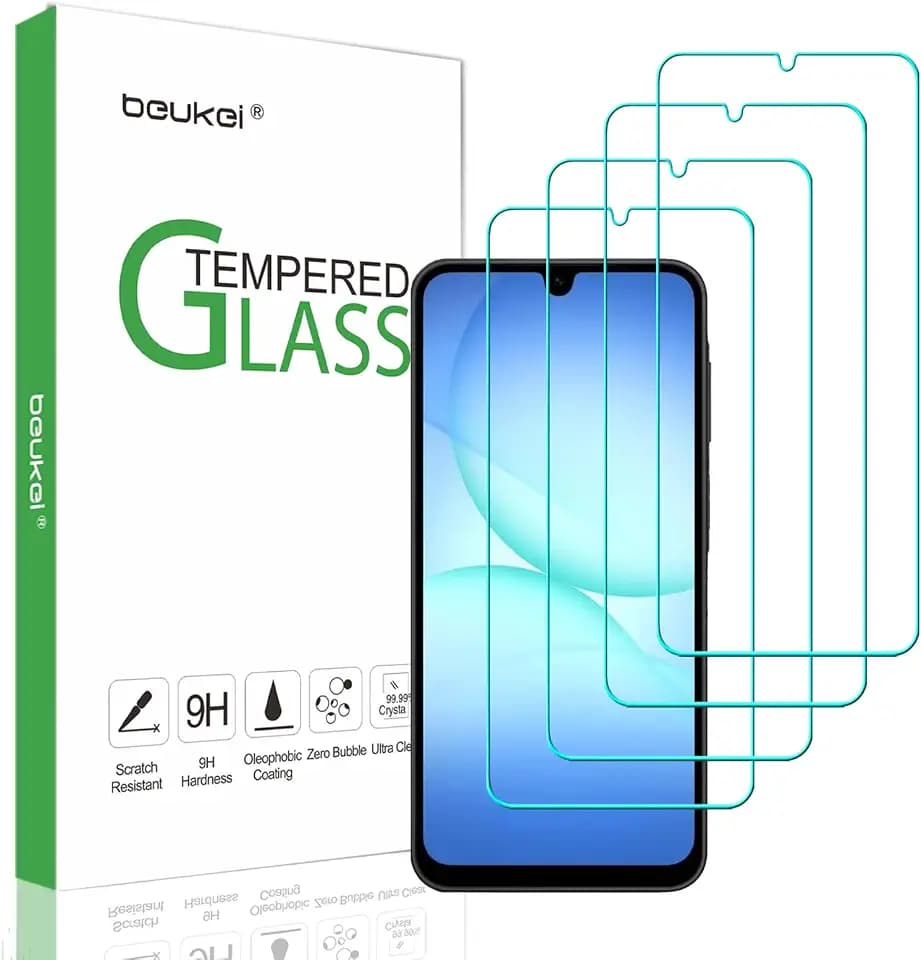 (4 Pack) Designed for Samsung Galaxy A17/A18 4G&5G Screen Protector Tempered Glass, 9H Hardness