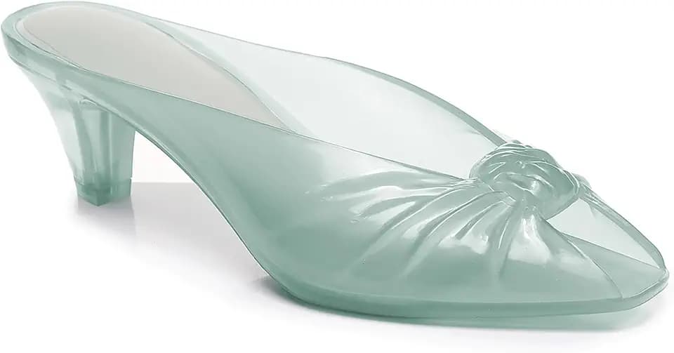 Agodor Jelly Kitten Heel Mules Sandals for Women Twist Knot Slip On Jellies Slide Sandals Square Open Toe Low Heel Backless Mule Jelly Shoes for Summer Party Daily Wear