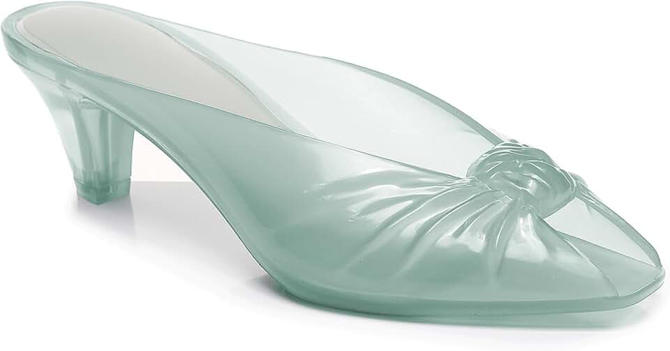 Agodor Jelly Kitten Heel Mules Sandals for Women Twist Knot Slip On Jellies Slide Sandals Square Open Toe Low Heel Backless Mule Jelly Shoes for Summer Party Daily Wear
