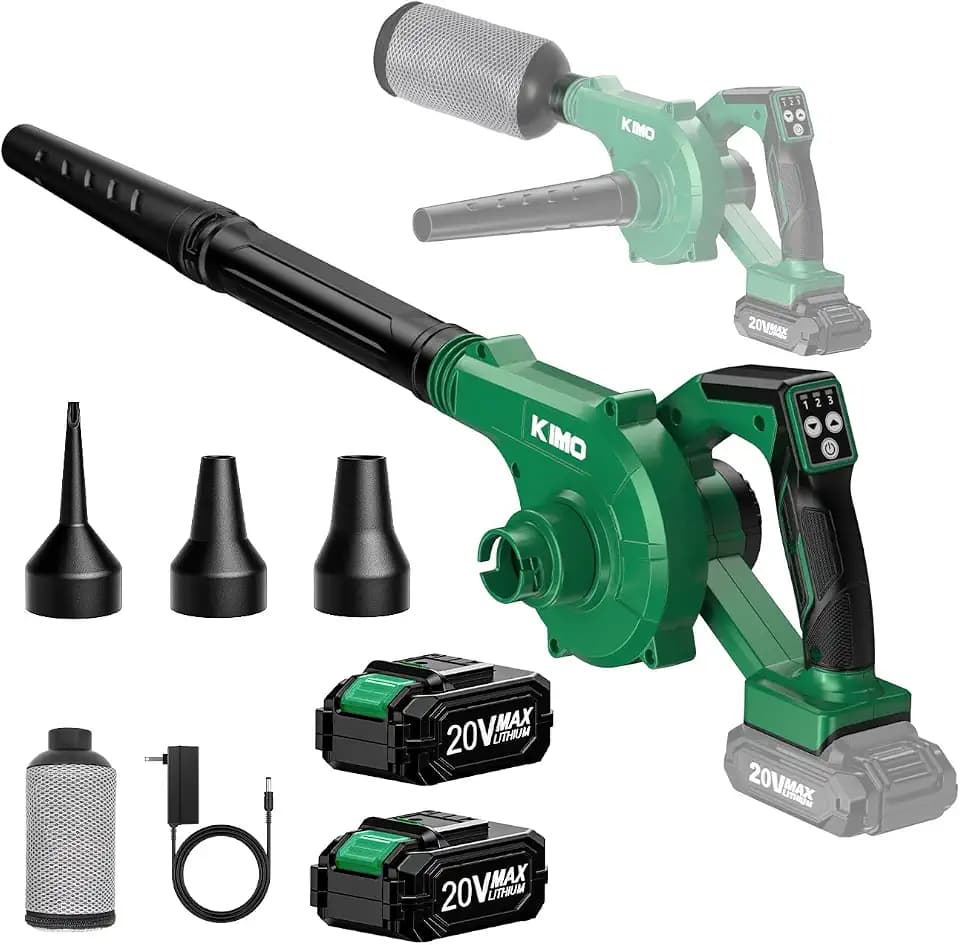 KIMO Leaf Blower Cordless with Battery and Charger, 4 in 1 Blower & Vacuum