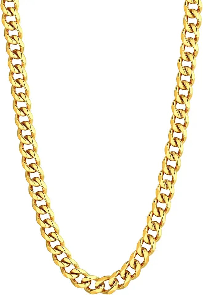 U7 Cuban Link Chain Necklace for Men, Stainless Steel Curb Chain Waterproof