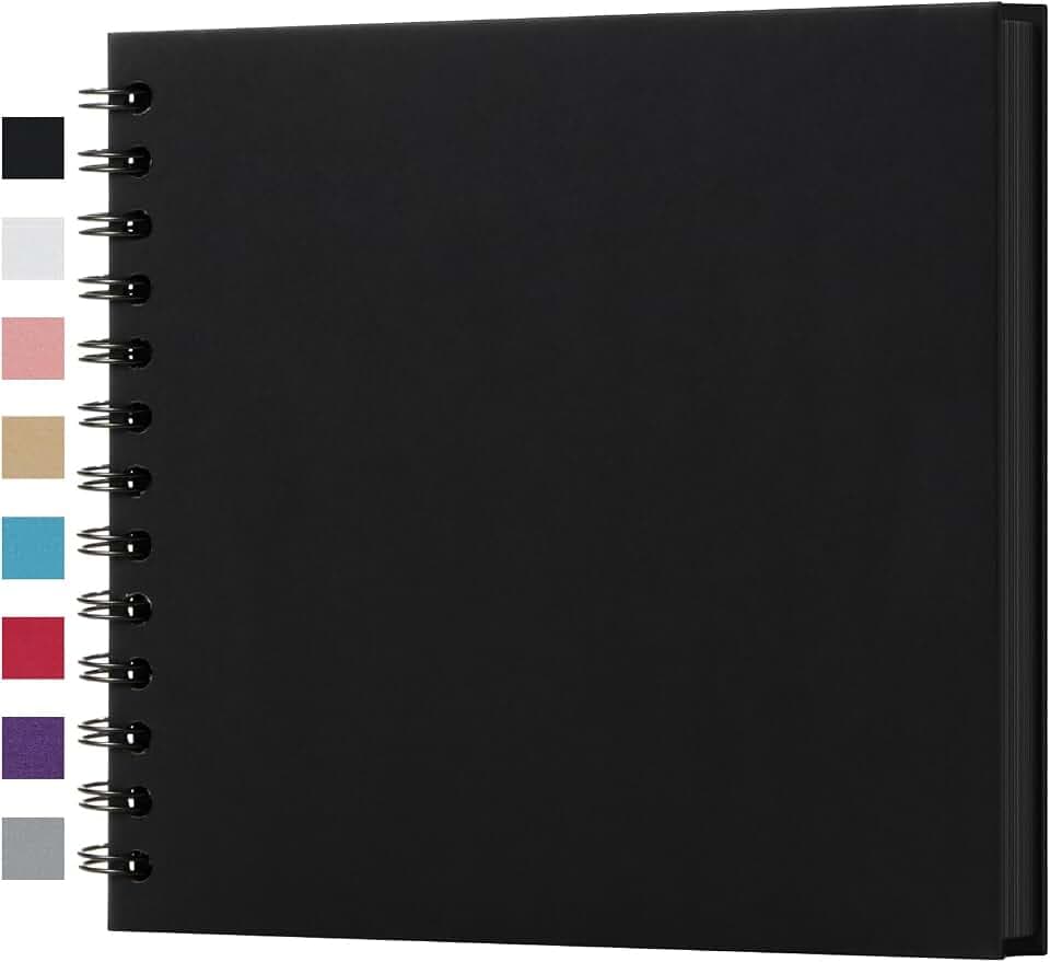 potricher 7 x 7 Inch Small DIY Scrapbook Photo Album 40 Pages, Black