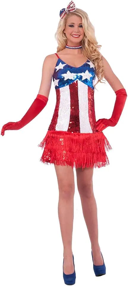 Forum Novelties Women's Patriotic Sequin Sparkle Costume Dress