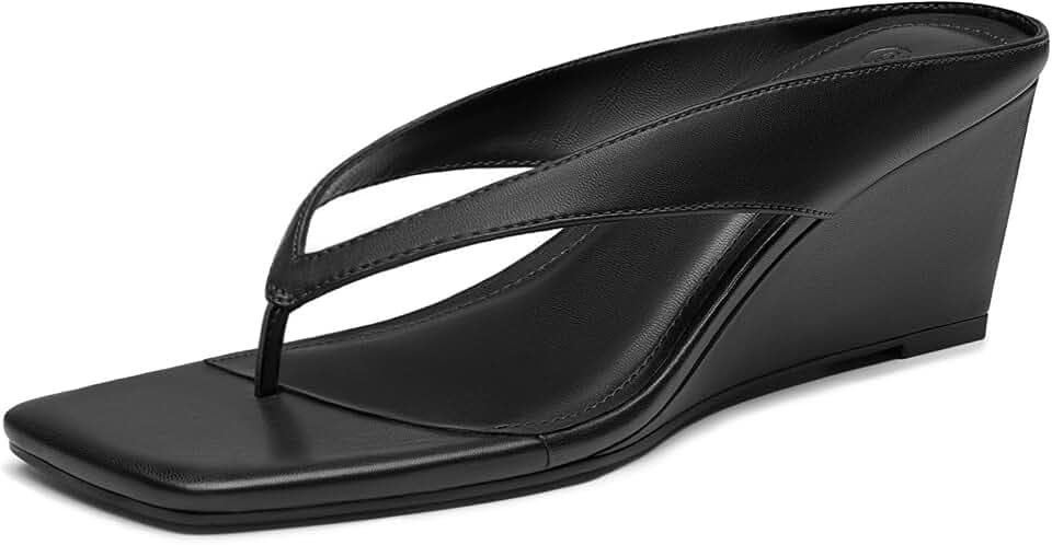 Athlefit Women's Thong Wedge Flip Flops Sandals