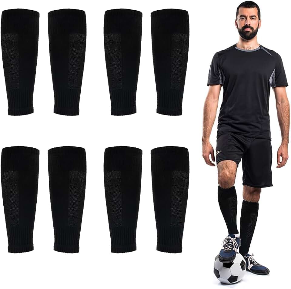 4 Pairs Leg Sleeves for Soccer, Shin Guard Sleeves Accompany Grip Socks, Youth Adults