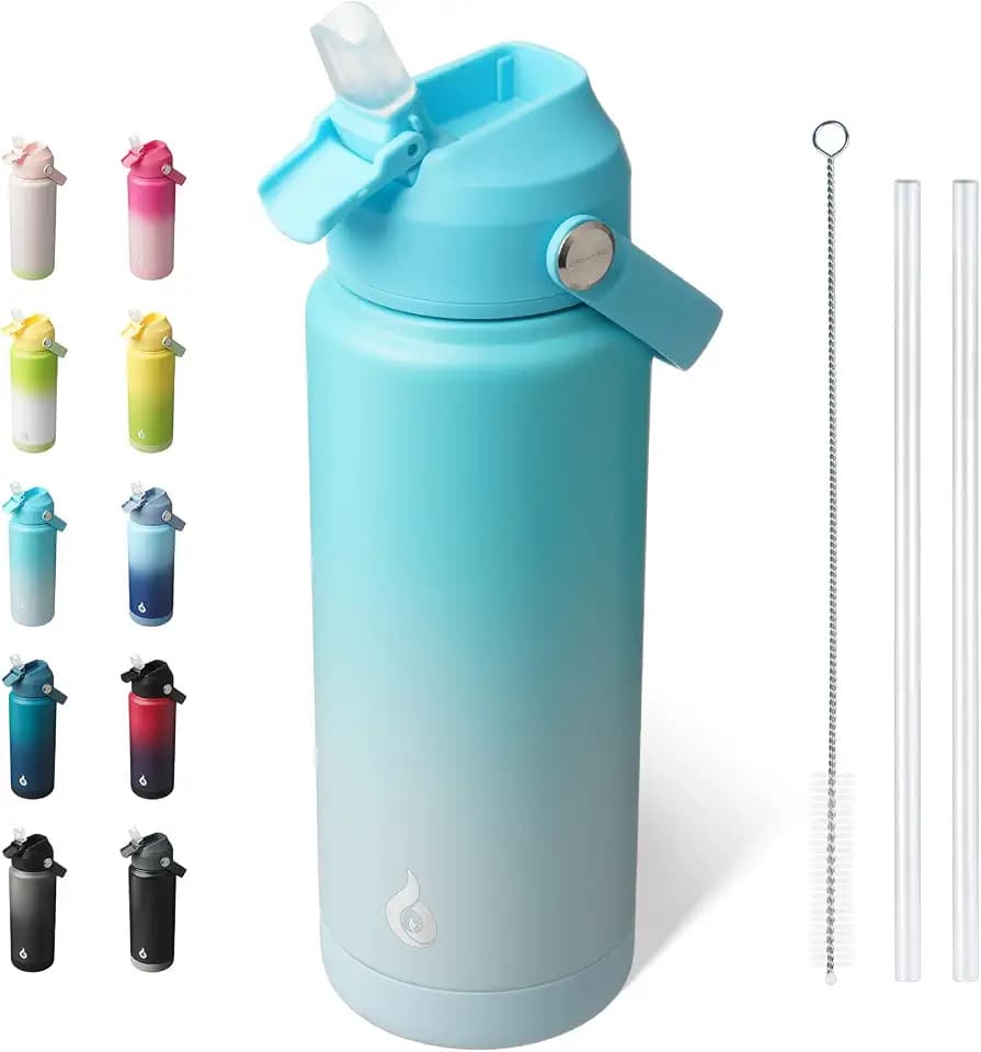 BJPKPK 24oz Insulated Water Bottle, Stainless Steel Bottle with Straw Lid