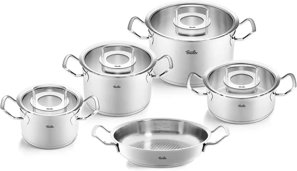 Fissler Original-Profi Collection® Topfset 5-teilig mit Glasdeckeln – Made in Germany, Edelstahl 18/10, Cookstar® Allherdboden, Induktion, Innen-Skalierung,