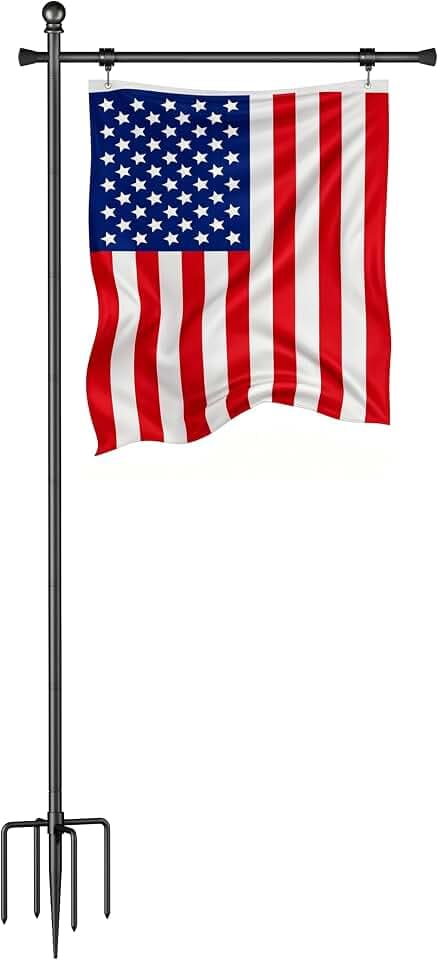 Koutemie 10FT In Ground Flag Pole Holder for Outside House for 3x5 Flags
