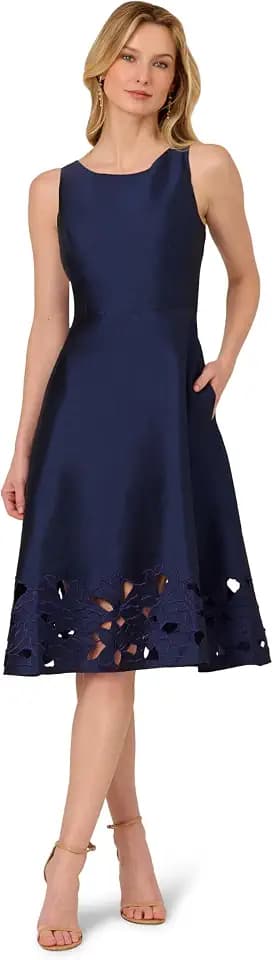 Adrianna Papell Taffeta Cutwork Dress