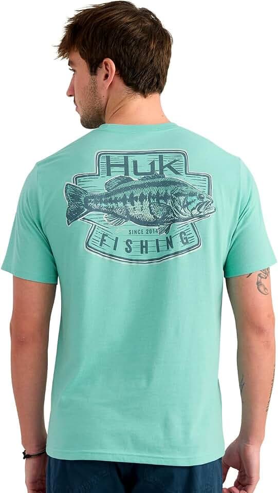 HUK Men's Kc Scott Original Fishing Artwork Graphic Pocket Tee Shirts, Short Sleeve Casual T-Shirts, Soft Cotton Blend