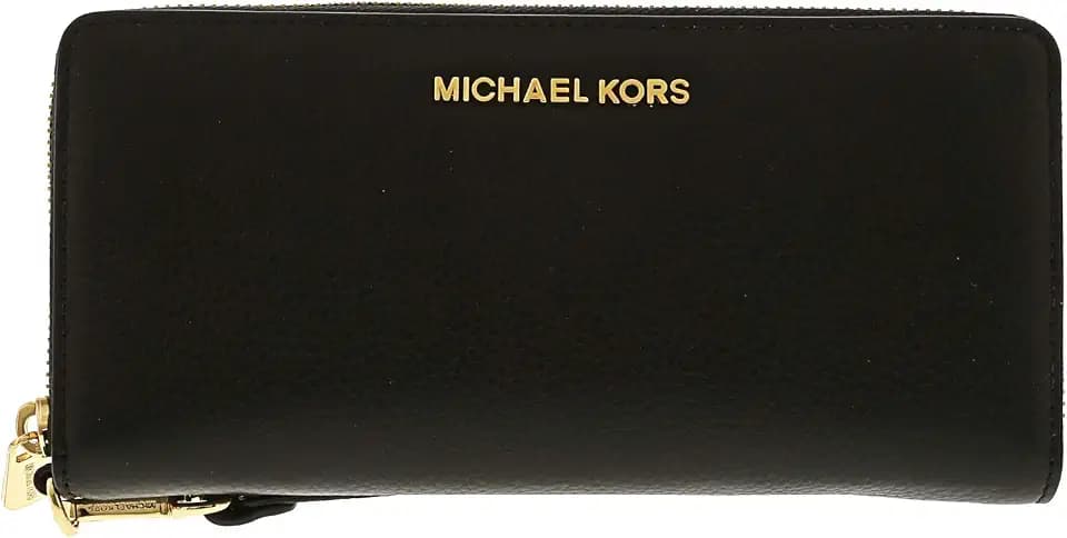 Michael Kors Jet Set Travel Continental Leather Wallet/Wristlet - Black/Gold