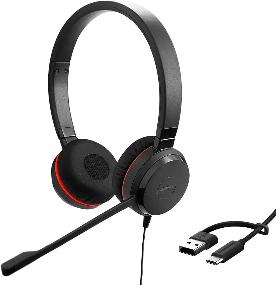 Jabra Evolve 20 SE Stereo Headset - Microsoft Zertifizierte Kopfhörer für VoIP Softphone mit passiver Geräuschunterdrückung - USB-C/A - Schwarz
