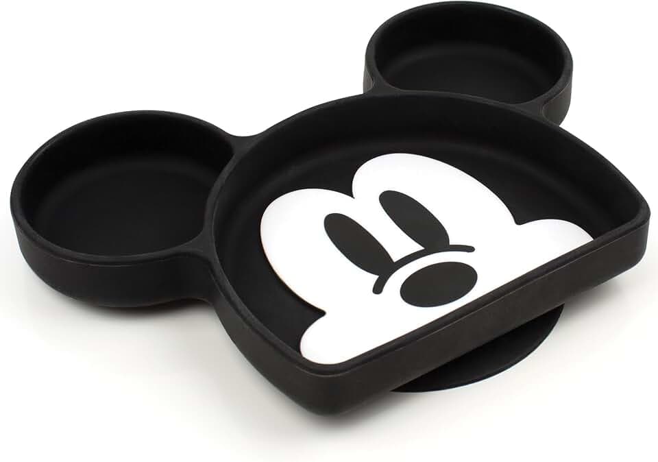 Bumkins Disney Silicone Grip Dish, Suction Plate, Divided Plate, Baby Toddler Plate, BPA Free, Microwave Dishwasher Safe - Mickey Mouse-1 Count (Pack of 1)