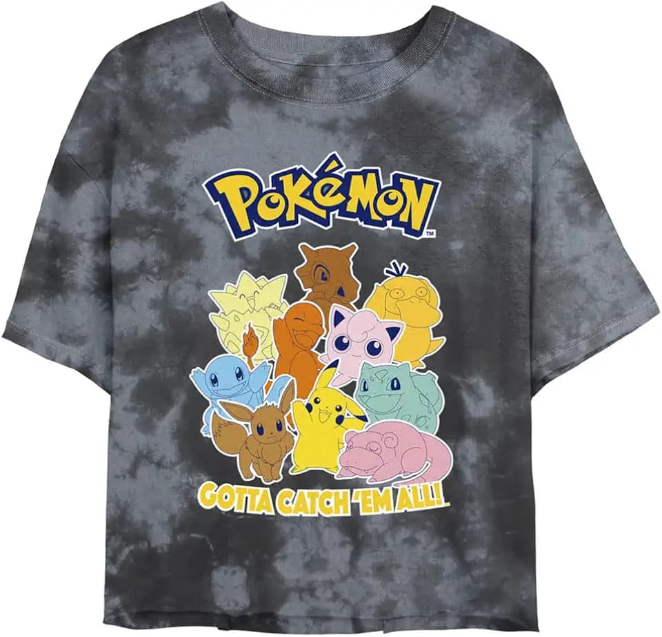 Pokemon Womens Pokemon Poke Mang Women's Bombard Wash Short Sleeve Crop TeeT-Shirt